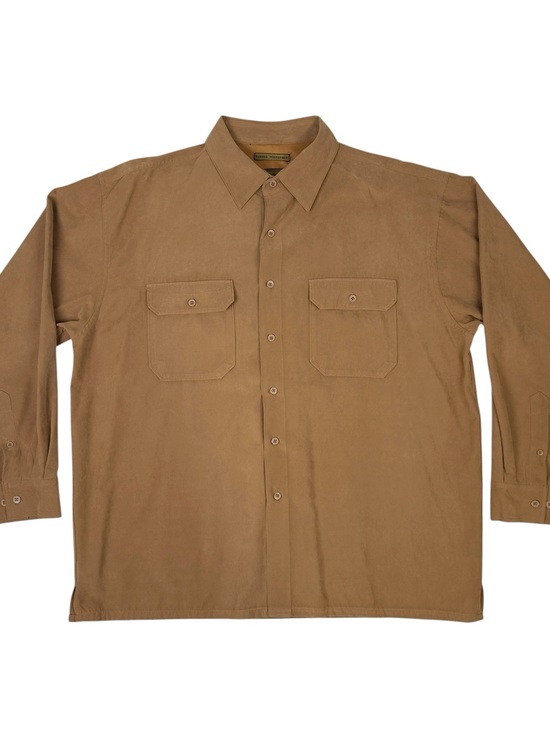 Bruno Other - BRUNO Mens XL Sueded Microfiber Long Sleeve Button Down Brown Shirt Vintage